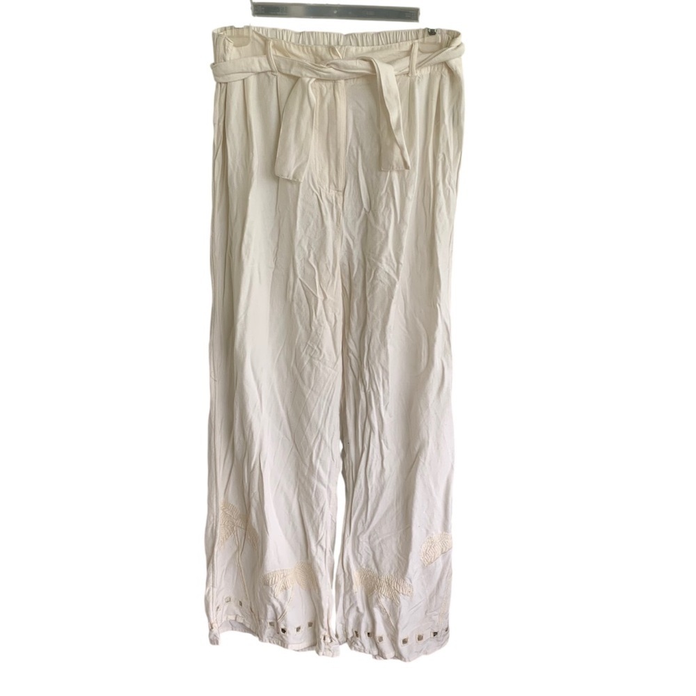 Rip Curl Casual Surf Beach Pants Cream Women’s Pants Large Joggers Palm Trees